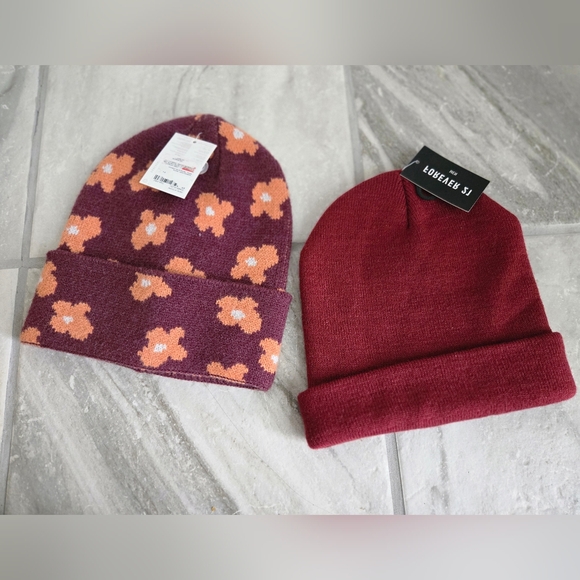 Y2K Coquette Floral Beanie Set OS (2-Pack) - Picture 6 of 6